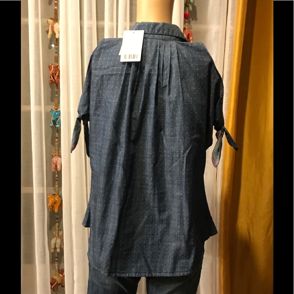❤️NWT Anthropologie Holding Horses Denim Polka Dot Shirt 4❤️ - Picture 6 of 11